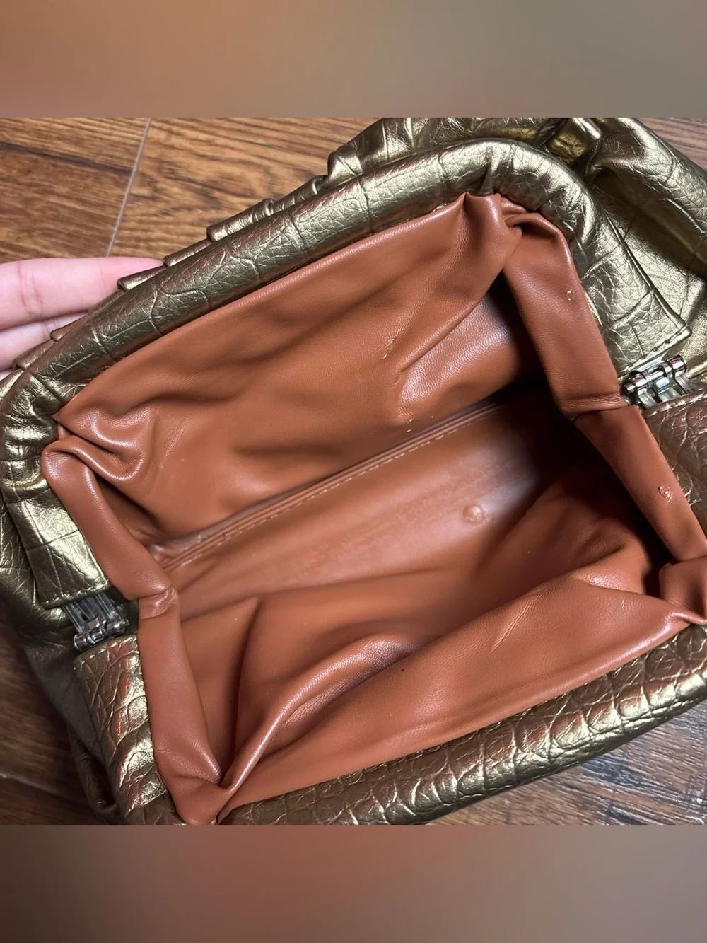 Small Gold Faux Croc Clutch Purse